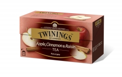 Чай Twinngs черный с кусочками яблока, корицей и изюмом, короб (25 пак.) 50 гр