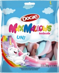 Зефир MAXMALLOWS Unicorn цветные завитки с начинкой ванильные 50 грамм