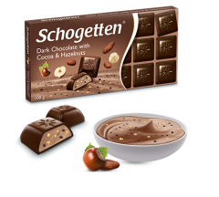 Темный шоколад Schogetten Dark Chocolate with Cocoa & Hazelnut 100 грамм