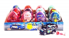 Прозрачные пластиковые яйца с карамелью и игрушкой (полицейские машины) "POLICE " 6 грамм